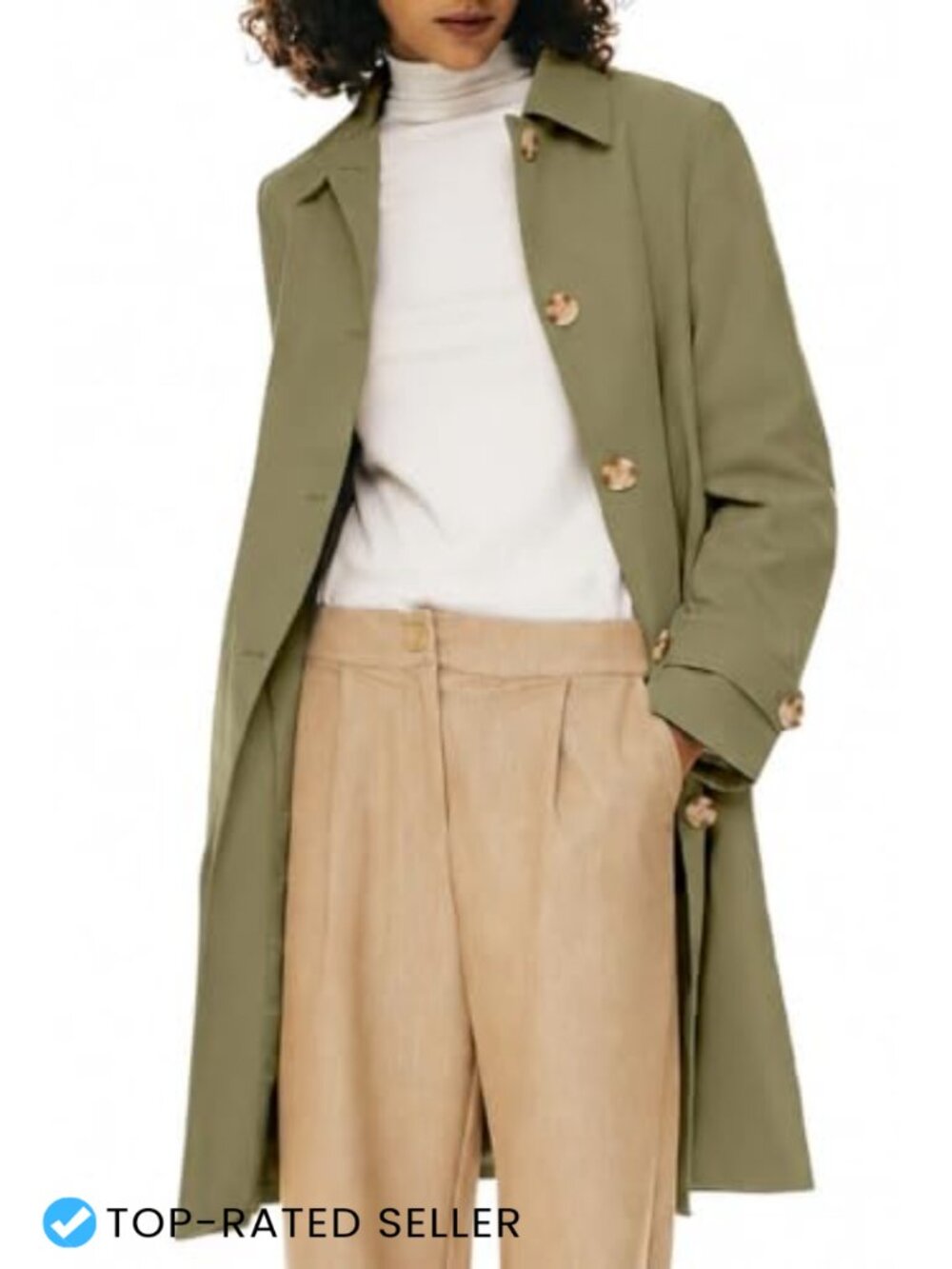 Single Breasted Trench Coat Mid-Long Classic Lapel